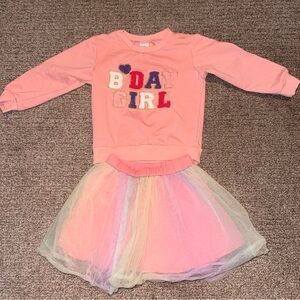 Toddler Girl’s Birthday Outfit 4-5 Years Bday Girl Sweater and Skirt Set